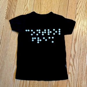 Nununu Black tee with white dot design size 3-4